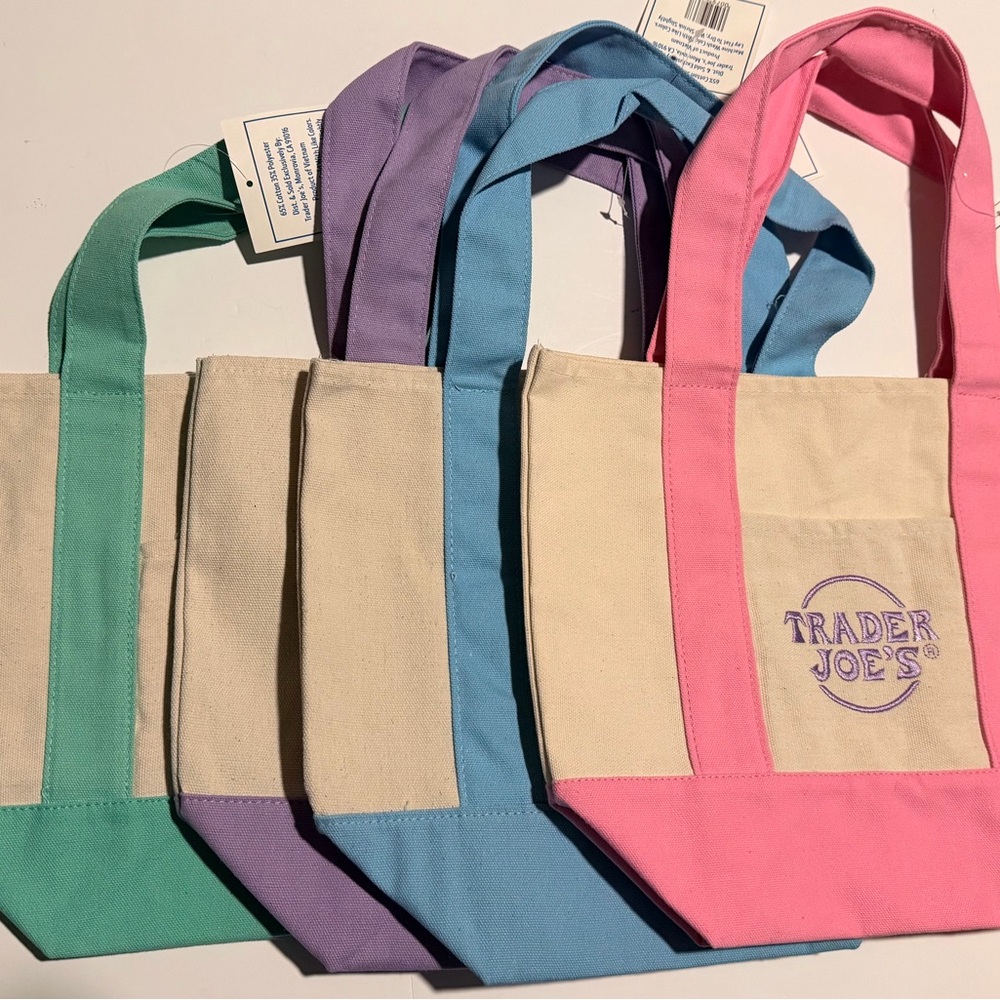 4 Trader Joe's Canvas Mini Tote with Front Pocket - Picture 2 of 2